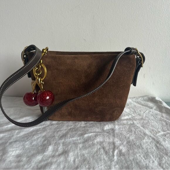 NWOT | COACH Brown Suede Y2K Baguette Hobo SoHo Hampton Mini Bag - Picture 3 of 14